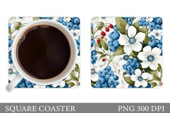 Berries Coaster Sublimation. Flowers Coaster Design Product Image 1