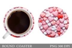Hearts Coaster Sublimation. Hearts Round Coaster Design Product Image 1