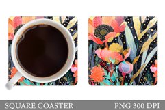 Flowers Coaster Sublimation. Square Coaster Flowers Product Image 1