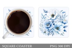 Flowers Coaster Sublimation. Floral Coaster Design Product Image 1