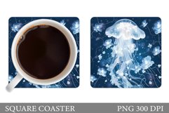 Sea Coaster Design. Jellyfish Coaster Sublimation Product Image 1