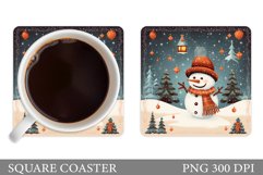 Snowman Coaster Design. Snowman Square Coaster Template Product Image 1