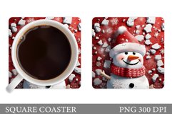 Snowman Coaster Sublimation. Snowman Square Coaster Design Product Image 1