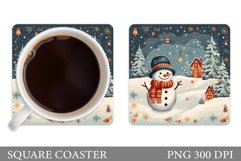 Snowman Square Coaster Design. Snowman Coaster Sublimation Product Image 1
