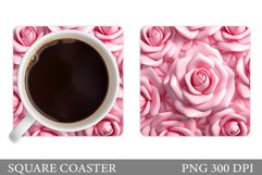 3D Roses Coaster Design. Rose Coaster Sublimation Product Image 1