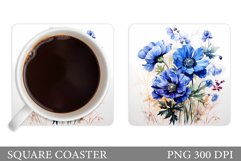 Flowers Coaster Sublimation. Floral Coaster Design Product Image 1