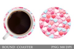 Hearts Coaster Sublimation. Valentines Coaster Design Product Image 1