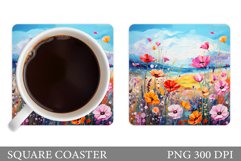 Wildflowers Coaster Design. Square Coaster Flowers Template Product Image 1