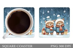 Winter Bears Coaster. Christmas Bears Coaster Sublimation Product Image 1