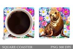 Cute Seal Coaster Design. Seal Coaster Sublimation Product Image 1