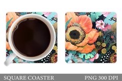 Flowers Coaster Design. Sublimation Coaster Flowers Product Image 1