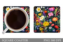 Wildflowers Coaster Design. Flowers Square Coaster Product Image 1