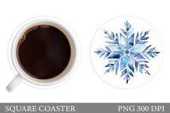 Snowflake Coaster Sublimation. Snowflake Round Coaster Product Image 1