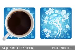 Jellyfish Coaster Design. Flowers Coaster Sublimation Product Image 1