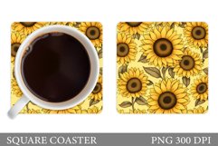 Sunflowers Square Coaster. Sunflowers Coaster Sublimation Product Image 1