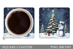 Snowman Coaster Design. Snowman Square Coaster Sublimation Product Image 1