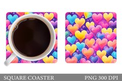 Colorful Hearts Coaster. Hearts Square Coaster Sublimation Product Image 1