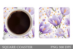 Crocus Coaster Design. Spring Flowers Coaster Sublimation Product Image 1