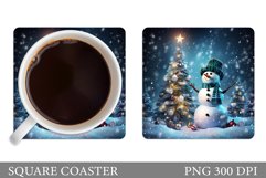 Snowman Coaster Sublimation. Snowman Square Coaster Design Product Image 1