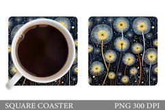 Dandelions Flowers Coaster. Floral Coaster Design Product Image 1