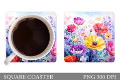 Flowers Coaster Sublimation. Wildflowers Coaster Design Product Image 1