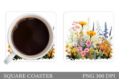 3D Wildflowers Coaster Design. Coaster Flowers Template Product Image 1