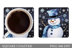 Shimmer Snowman Coaster. Snowman Square Coaster Sublimation Product Image 1