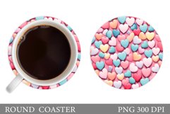 Hearts Coaster Sublimation. Round Coaster Hearts Design Product Image 1