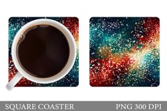Abstract Coaster Sublimation. Glitter Square Coaster Design Product Image 1