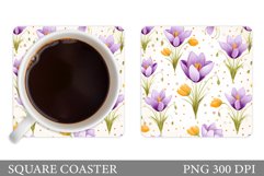 Flowers Crocus Coaster Design. Flowers Spring Coaster Product Image 1