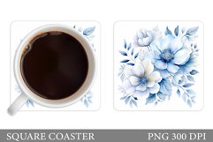 Flowers Coaster Sublimation. Watercolor Flowers Sublimation Product Image 1