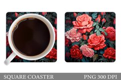 Roses Coaster Sublimation. Rose Square Coaster Design Product Image 1