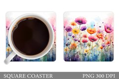 Wildflowers Coaster Design. Flowers Square Coaster Product Image 1