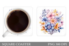 Flowers Coaster Sublimation. Summer Coaster Design Product Image 1