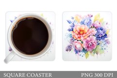 Flowers Coaster Sublimation. Floral Coaster Design Product Image 1