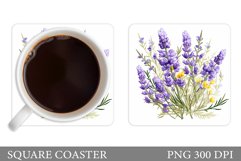 Lavender Coaster Design. Flowers Coaster Sublimation Product Image 1