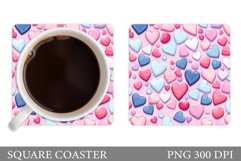 Hearts Square Coaster Design. Hearts Coaster Sublimation Product Image 1