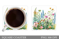 Flowers Coaster Design. Wildflowers Coaster Sublimation Product Image 1