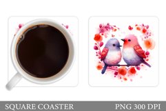 Valentines Birds Coaster. Two Birds Coaster Sublimation Product Image 1