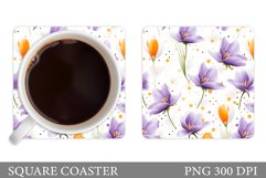 Flowers Crocus Coaster. Spring Flowers Coaster Design Product Image 1