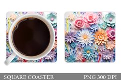 Flowers Coaster Design. 3D Flowers Coaster Sublimation Product Image 1