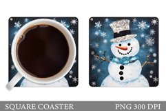 Cute Snowman Coaster. Shimmer Snowman Square Coaster Product Image 1