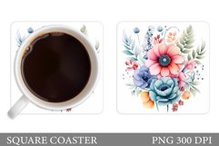 Flowers Coaster Design. Flowers Coaster Sublimation Product Image 1