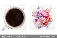 Flowers Coaster Design. Flowers Coaster Sublimation Product Image 1