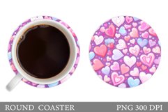 Hearts Round Coaster Design. Hearts Coaster Sublimation Product Image 1