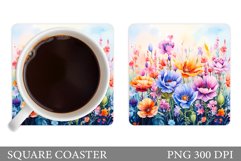 Wildflowers Coaster Design. Flowers Square Coaster Product Image 1