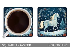 Winter Horse Coaster.Horse Square Coaster Sublimation Product Image 1