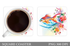 Fish Coaster Sublimation. Fish Square Coaster Design Product Image 1