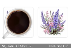 Lavender Coaster Sublimation. Floral Coaster Design Product Image 1