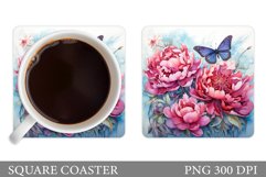 Flowers Coaster Design. Butterfly Coaster Sublimation Product Image 1
